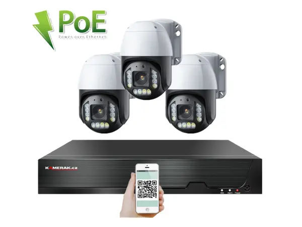 4k poe ip 3 kamerovy set xm-ptz-321d 5x zoom, 8mpx, cz menu