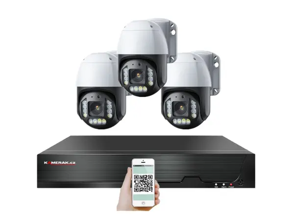 4k poe ip 3 kamerovy set xm-ptz-321d 5x zoom, 8mpx, cz menu