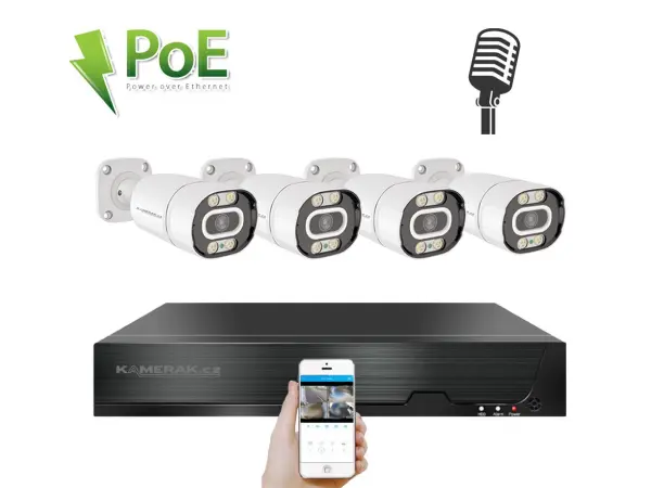 poe ip 4 kamerovy set xm-403b 4mpx, mikrofon, cz menu