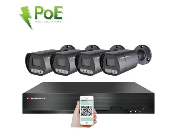 poe ip 4 kamerovy set xm-410b 4mpx, mikrofon, cz menu