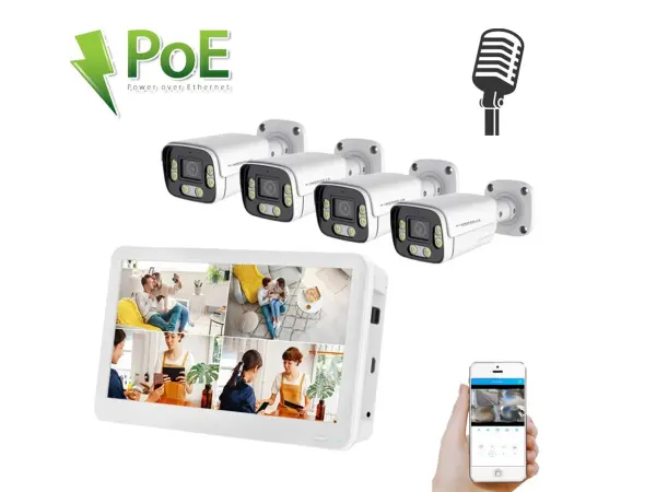 poe ip 4 kamerovy set xm-456b 4mpx s lcd 12", cz menu