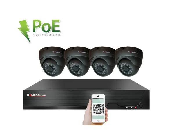 4k poe ip 4 kamerovy set xm-411d 8mpx, h.265, cz menu
