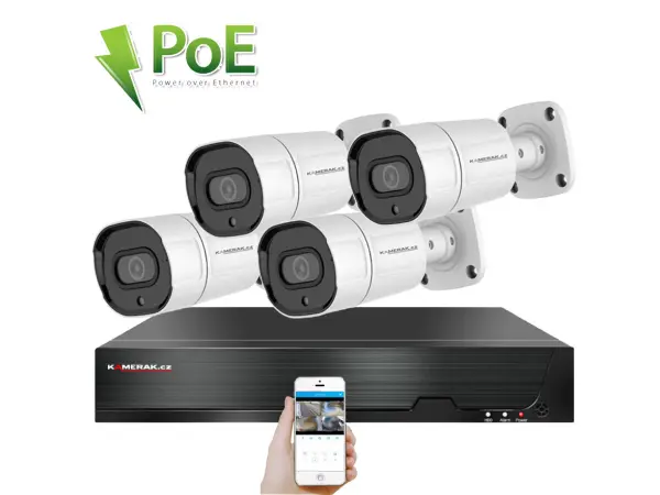 4k poe ip 4 kamerovy set  xm-408d 8mpx, cz menu