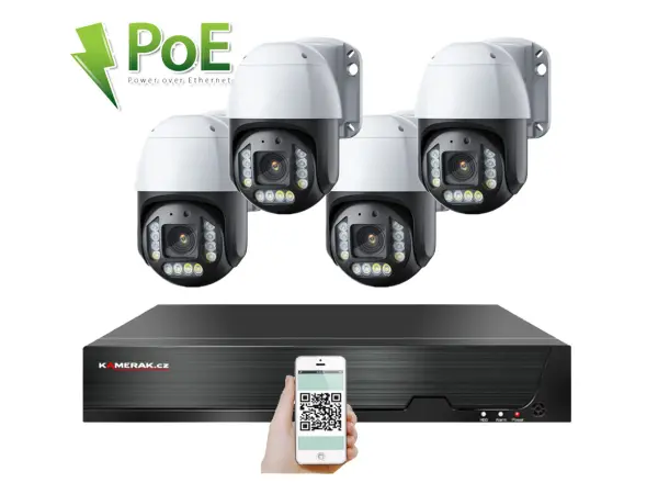 4k poe ip 4 kamerovy set xm-ptz-420d, 8mpx, cz menu