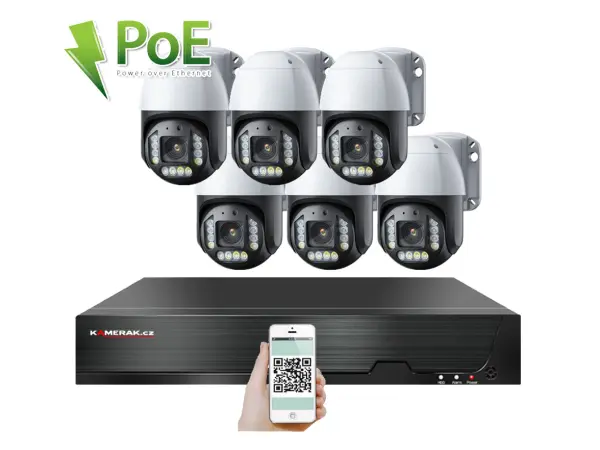 poe ip 6 kamerovy set xm-ptz-621b 5xzoom 4mpx, cz menu