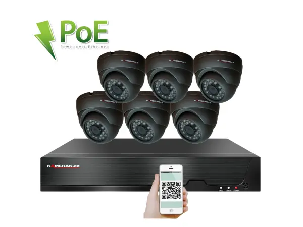 4k poe ip 6 kamerovy set xm-611d 8mpx, h.265, cz menu
