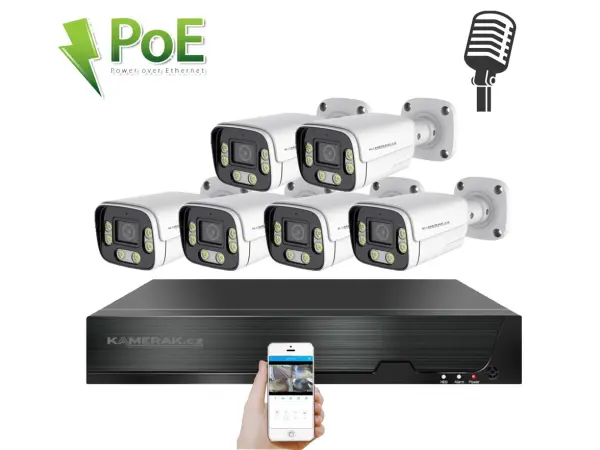 4k poe ip 6 kamerovy set xm-606d 8mpx, cz menu