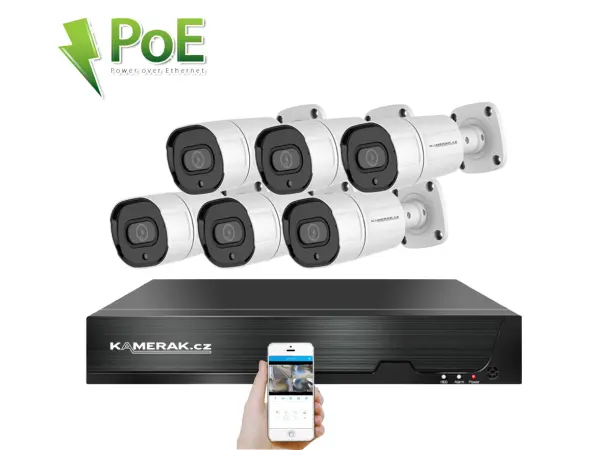 4k poe ip 6 kamerovy set xm-608d 8mpx, cz menu