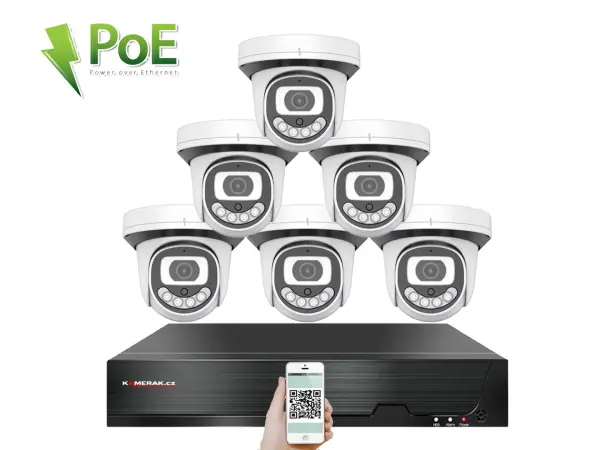 4k poe ip 6 kamerovy set xm-612d 8mpx, cz menu