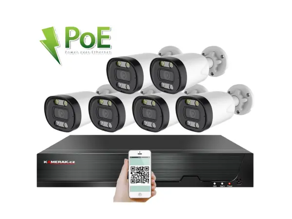 4k poe ip 6 kamerovy set xm-613d 8mpx, cz menu