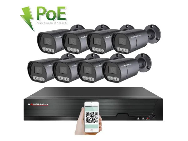 poe ip 8 kamerovy set xm-810b 4mpx, mikrofon, cz menu