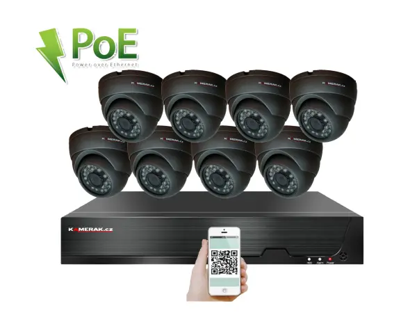 4k poe ip 8 kamerovy set xm-811d 8mpx, h.265, cz menu