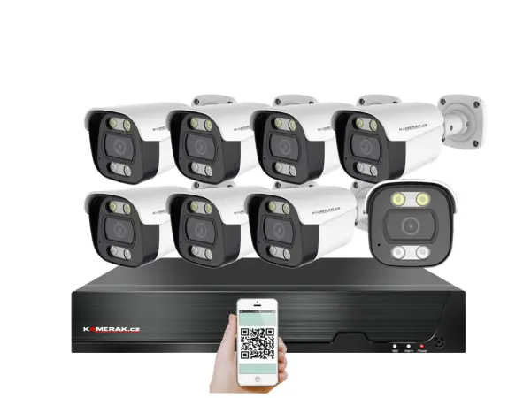 4k poe ip 8 kamerovy set xm-814d 8mpx, mikrofon, cz menu