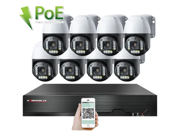 4k poe ip 8 kamerovy set xm-ptz-820d, 8mpx, cz menu
