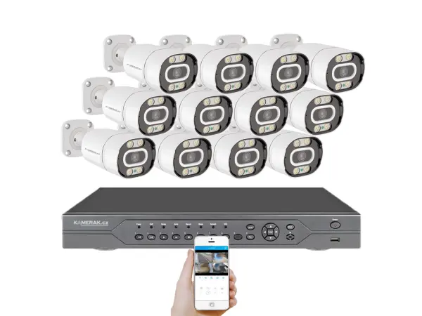 poe ip 12 kamerovy set xm-1203b 4mpx, mikrofon, cz menu