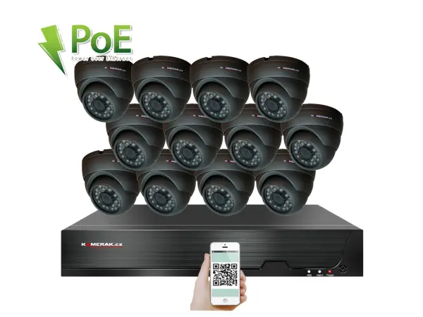 poe ip 12 kamerovy set xm-1211b 4mpx, mikrofon, cz menu