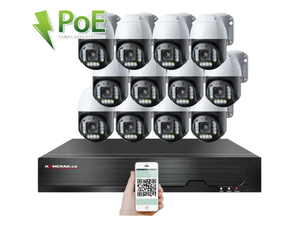 poe ip 12 kamerovy set xm-ptz-1220b 4mpx, cz menu