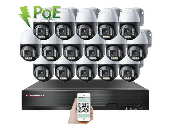 poe ip 16 kamerovy set xm-ptz-1621b 5xzoom 4mpx, cz menu