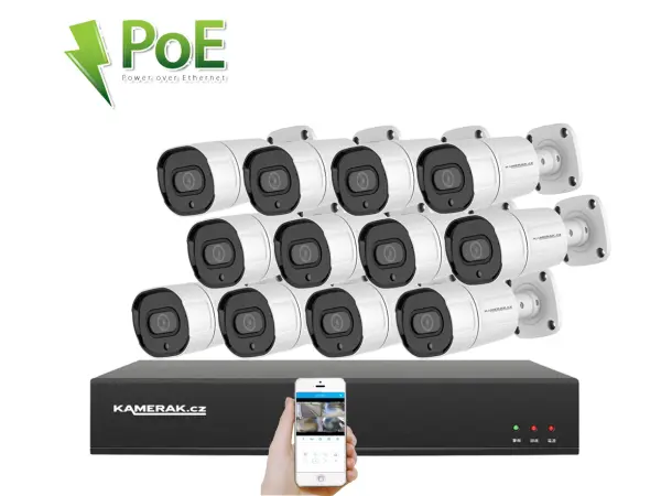 4k poe ip 12 kamerovy set xm-1208d 8mpx, cz menu
