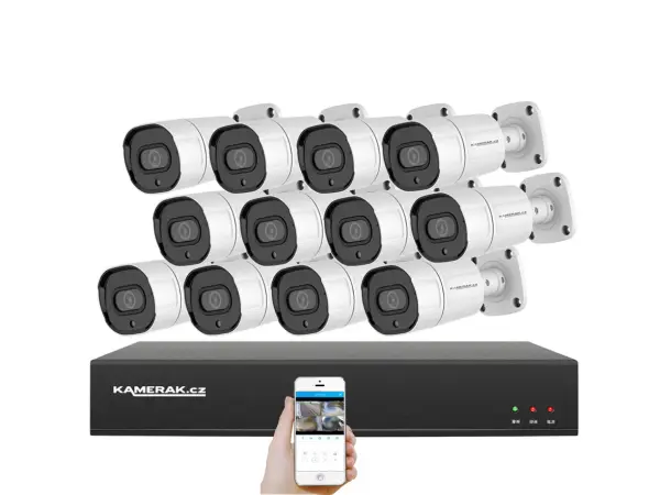 4k poe ip 12 kamerovy set xm-1208d 8mpx, cz menu