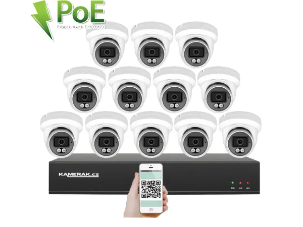 4k poe ip 12 kamerovy set xm-1209d 8mpx, cz menu