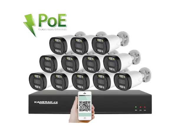 4k poe ip 12 kamerovy set xm-1213d 8mpx, cz menu