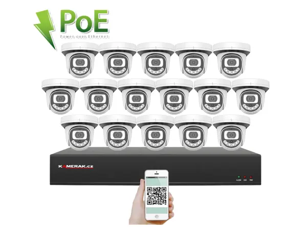 poe ip 16 kamerovy set xm-1612a 3mpx, cz menu