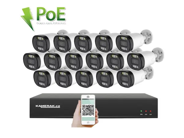 4k poe ip 16 kamerovy set xm-1613d 8mpx, cz menu