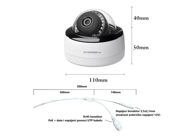 poe ip kamera xm-05b 4mpx s mikrofonem, ir led
