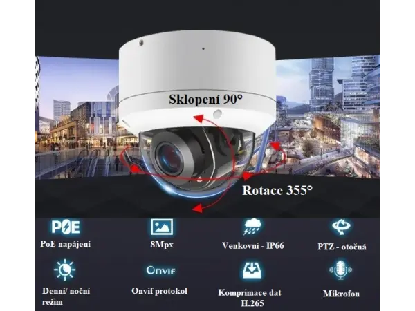 4k poe ip kamera xm-19d ptz v provedeni dome 8mpx