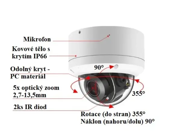 4k poe ip kamera xm-19d ptz v provedeni dome 8mpx