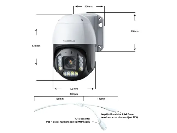 4k poe ip kamera otocna ptz xm-21d 5xzoom 2,8-12mm  8mpx