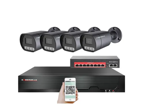 ip 4 kamerovy set  s externim poe xm-410b-ext. 4mpx, cz menu
