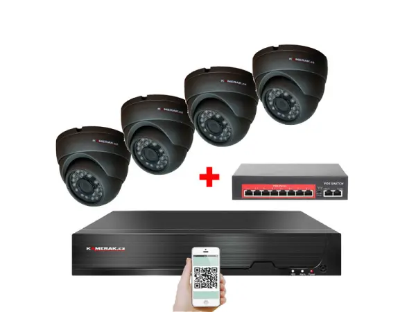 ip 4 kamerovy set  s externim poe xm-411b-ext. 4mpx, cz menu