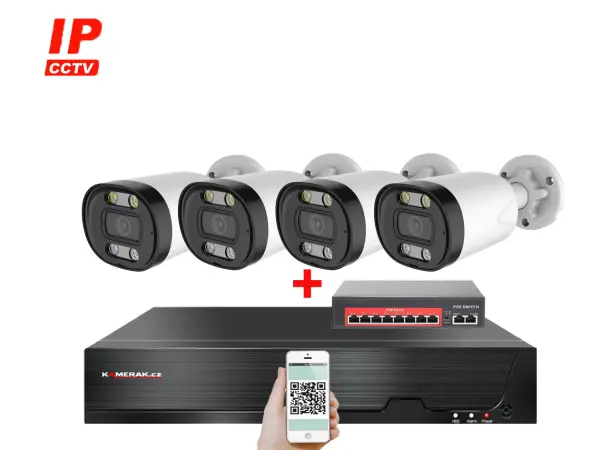 ip 4 kamerovy set  s externim poe xm-413b-ext. 4mpx, cz menu