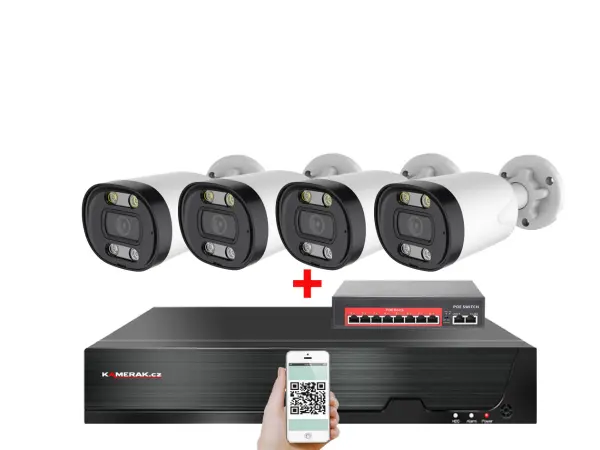 ip 4 kamerovy set  s externim poe xm-413b-ext. 4mpx, cz menu