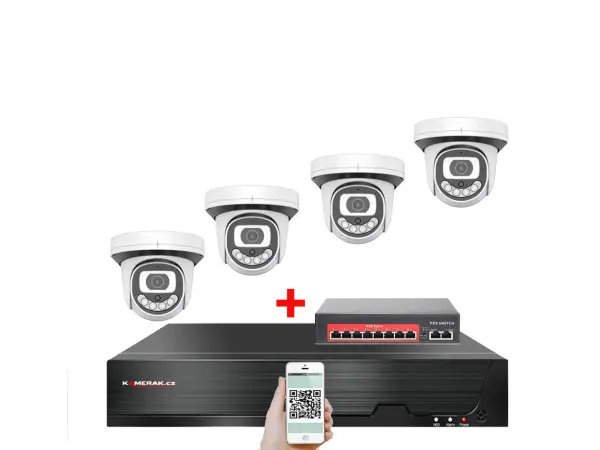 4k ip 4 kamerovy set  s externim poe xm-412d-ext. 8mpx, cz menu