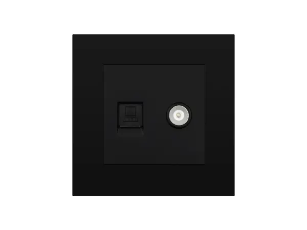 sran zasuvka rj45+tv v ramecku, plast cerny