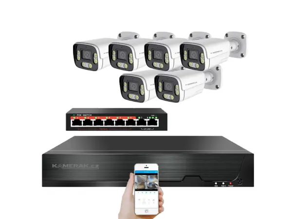 ip 6 kamerovy set  s externim poe xm-606b-ext. 4mpx, cz menu