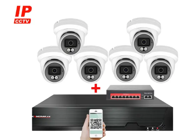 ip 6 kamerovy set  s externim poe xm-609b-ext. 4mpx, cz menu