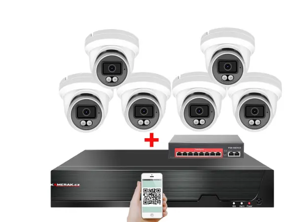 ip 6 kamerovy set  s externim poe xm-609b-ext. 4mpx, cz menu