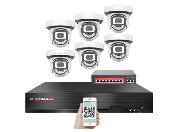 ip 6 kamerovy set  s externim poe xm-612b-ext. 4mpx, cz menu