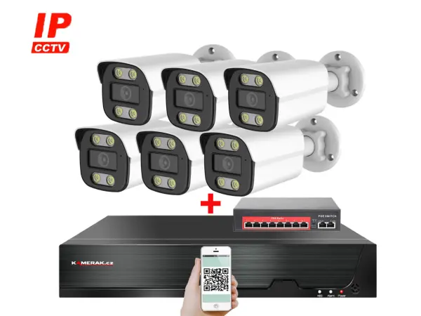 ip 6 kamerovy set s externim poe xm-614b-ext. 4mpx, cz menu