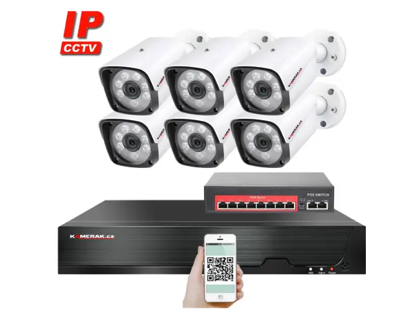 4k ip 6 kamerovy set  s externim poe xm-601d-ext. 8mpx, cz menu