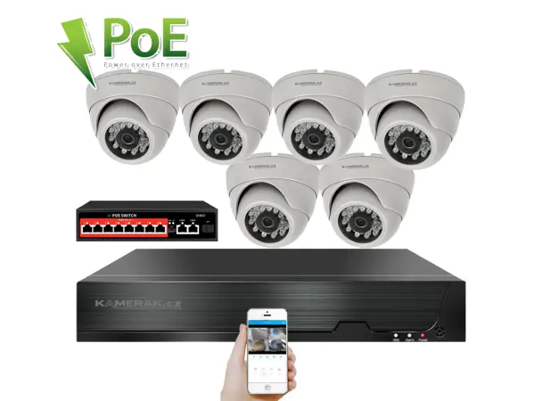 4k ip 6 kamerovy set s externim poe xm-602d-ext. 8mpx, cz menu