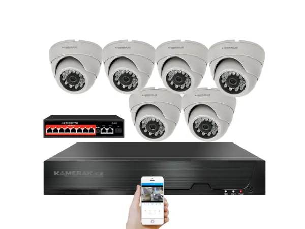 4k ip 6 kamerovy set s externim poe xm-602d-ext. 8mpx, cz menu