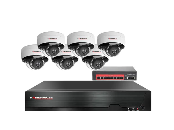 4k ip 6 kamerovy set  s externim poe xm-605d-ext. 8mpx, cz menu