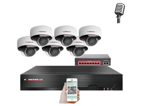 4k ip 6 kamerovy set  s externim poe xm-605d-ext. 8mpx, cz menu