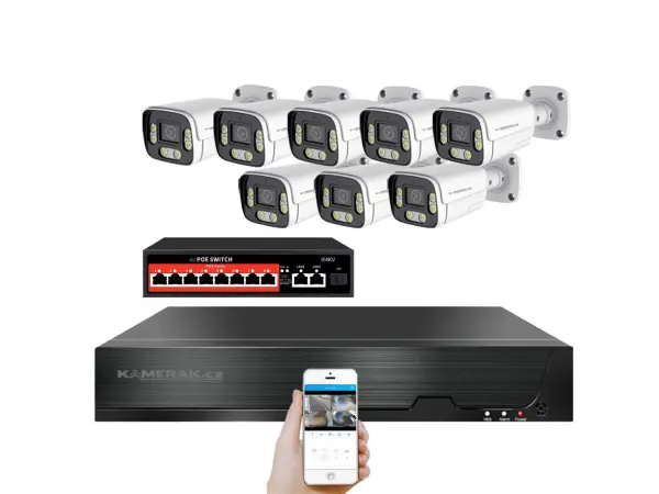 ip 8 kamerovy set s externim poe xm-806b-ext. 4mpx, mikrofon, cz menu