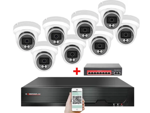 ip 8 kamerovy set s externim poe xm-809b-ext. 4mpx, cz menu